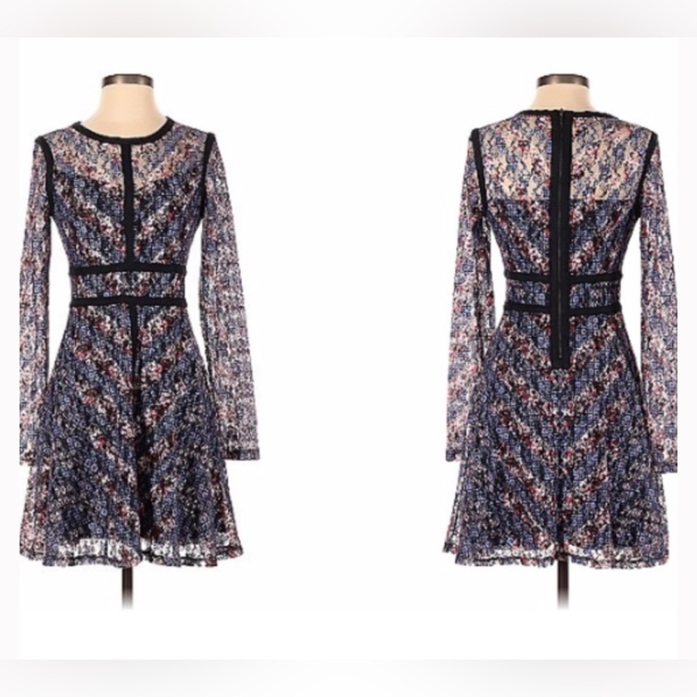 Xhileration Long Sleeve Black Blue and Pink Dress Size XS